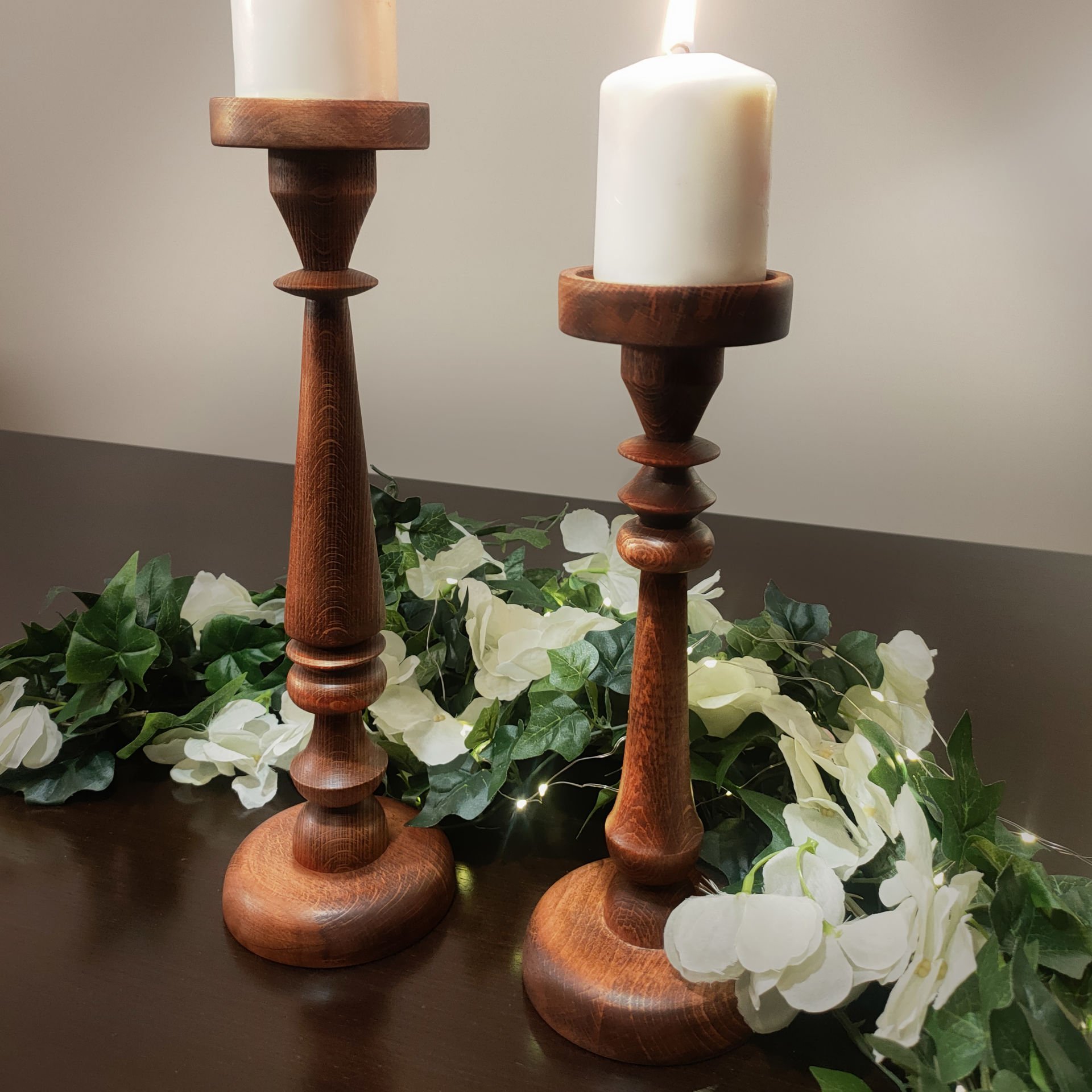 İkili Ahşap Şamdan Set